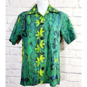 Vintage Sea Island Swimwear Barkcloth Button Up Top Small Lightweight Soft